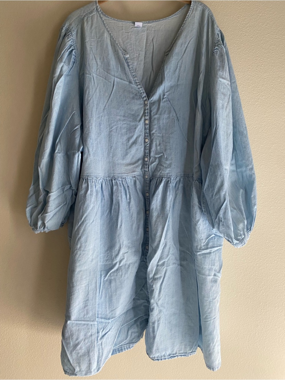 Old Navy Light Wash Long-Sleeved Button Front Denim Dress